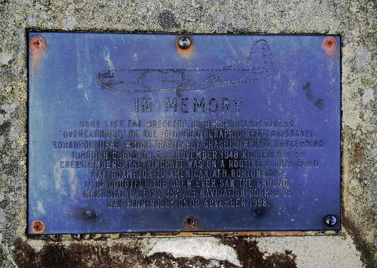 Memorial Plaque dedicated to B-29 Superfortress Overexposed.